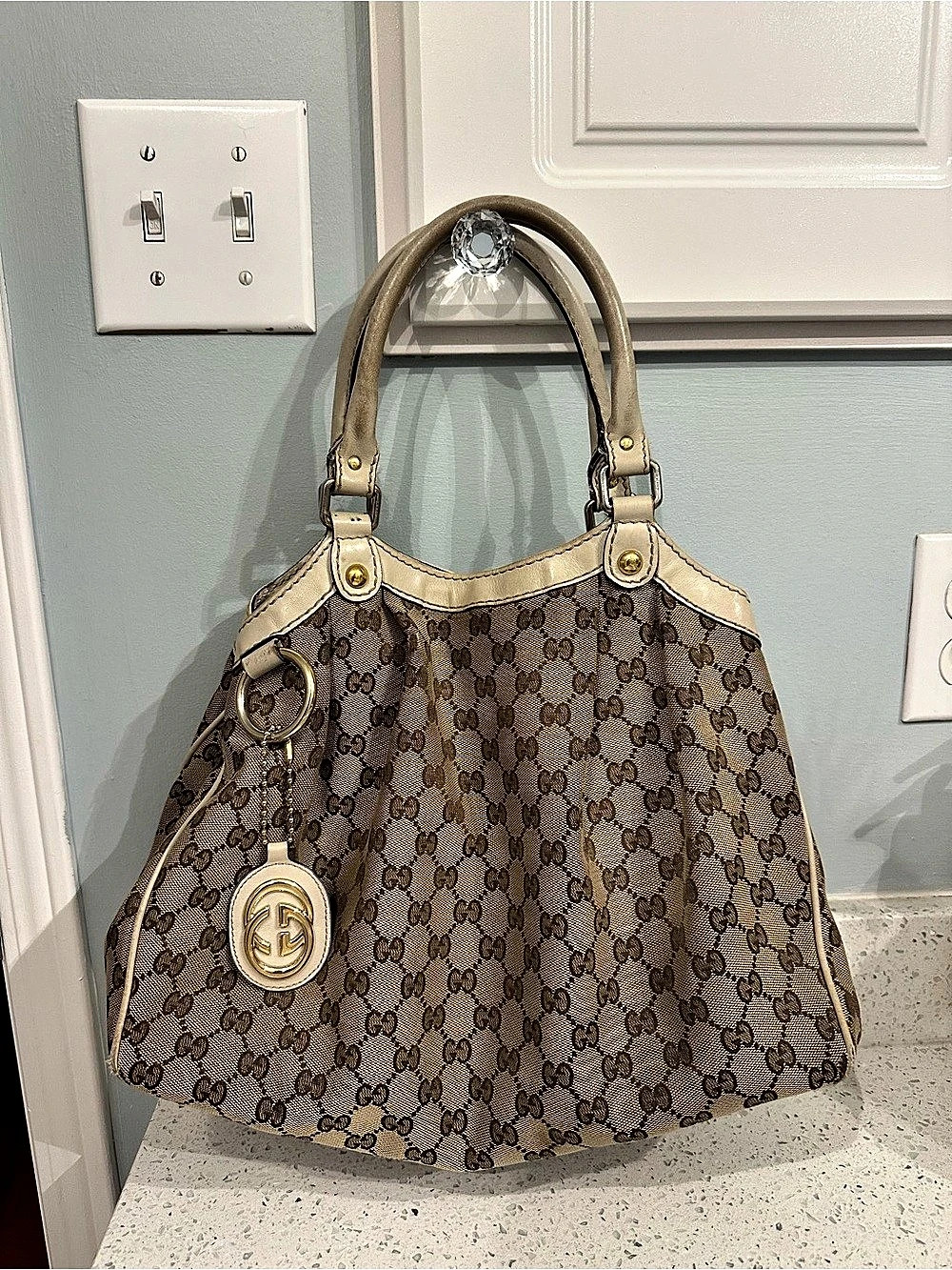 Gucci Medium GG Canvas Sukey Tote Brown & Beige